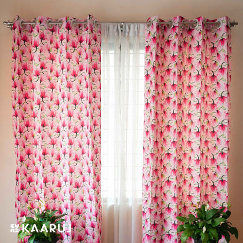 Tropical Flower Mix Cotton Curtains